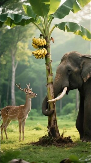 Elephant Rescues a Baby Deer Stuck in the Mud.. #animals #rescue