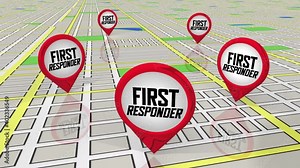 First Responders Map Pins Locations Emergency Sites Help Needed 3d Animation