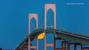 39K views · 908 reactions | Did you catch a glimpse of the Snow Moon? Check out this incredible time lapse of February's full moon setting behind Rhode Island's Newport Bridge last night. The moon reached its full illumination just after midnight but will be visible again tonight. https://abc7.la/2NVJOT5 | ABC7 | Facebook