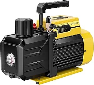 SPECSTAR 1/2 HP 5 CFM 110V Dual Stage Rotary Vane HVAC Air Vacuum Pump for R12 R22 R134a R410a Systems with 2 Oil Bottles