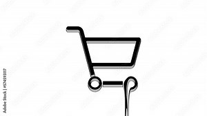 Black Shopping cart icon isolated on white background. Online buying concept. Delivery service sign. Supermarket basket symbol. 4K Video motion graphic animation