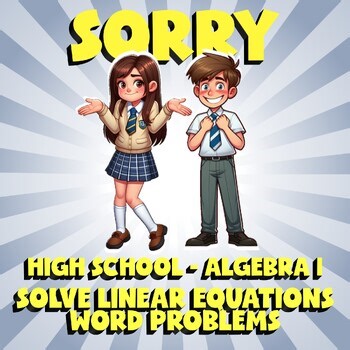 Solve Linear Equations Word Problems SORRY Math Game - No Prep Algebra 1 Review