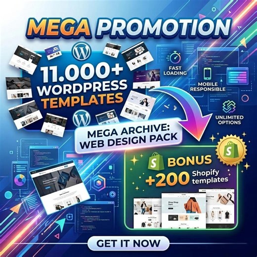 11,000+ Wordpress Templates & Shopify Themes: Web Design Bundle (digital Download) - Etsy