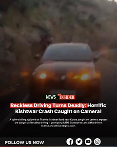A shocking road accident on the Thakrie-Kishtwar Road near Kuriya in Jammu & Kashmir's Kishtwar district has gone viral after being caught on camera, showing a vehicle losing control due to dangerously reckless driving. The incident, which left bystanders horrified, has prompted swift action from the authorities. The ARTO Kishtwar has cancelled both the driver’s license and the vehicle’s registration certificate (RC), setting a stern example against negligent driving practices in the region. #Ki