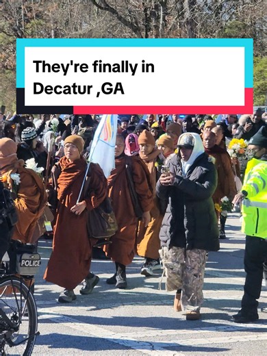 Witnessing the arrival of the Walk for Peace monks , a spiritual moment words can’t explain 🤍✨ #BuddhistMonks #WalkForPeace #DecaturGeorgia #monkswalkforworldpeace☮