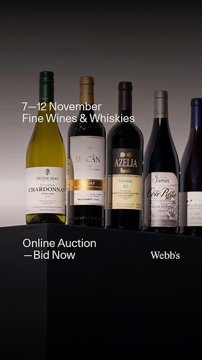 Webb’s November Fine Wines & Whiskies auction catalogue is now online, offering a curated selection of fine wines and rare spirits through to Wednesday 12 November. This month’s catalogue celebrates the enduring appeal of New Zealand’s most iconic labels, with vintages of Stonyridge Larose and Te Mata Coleraine spanning from 2006—2022. Collectors will appreciate the inclusion of their original wooden cases and impeccable provenance, with standout lots such as the 2015 Stonyridge Larose and the 2