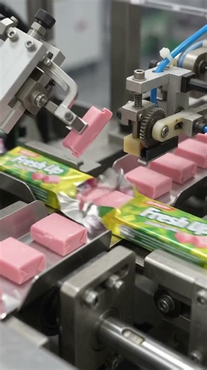 How Bubble Gum is Made? From soft gum to perfectly wrapped pieces in just seconds! #shorts