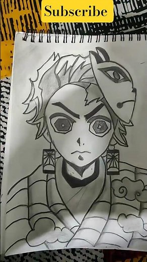 Tanjiro Sketch✍️ demon slayer addon✏️#shorts #shortsfeed #youtubeshorts #demonslayer