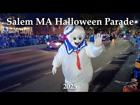 Salem MA Halloween Grand Parade 2025 – Fun Costumes & Crowds from Derby St (4K)