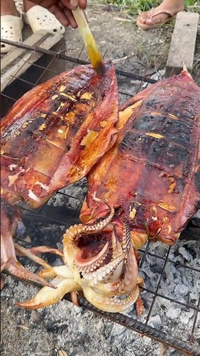 Grilling Two Giant Squids Over Open Fire | Ultimate Seafood Cooking Reel
