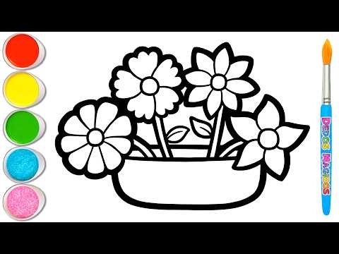 🌺🏵️🌸 Easy Drawing of Relaxing Flowers Picture | Mindful Coloring for Kids #256