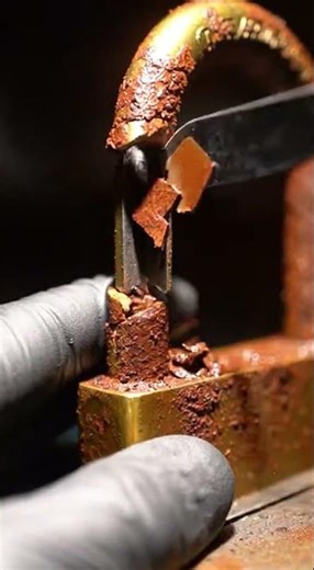 Extreme Rust Removal ASMR 🔒 | Seized Antique Padlock Finally Opens