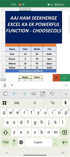 CHOOSECOLS @ EXCEL #exceltips #dataextractor