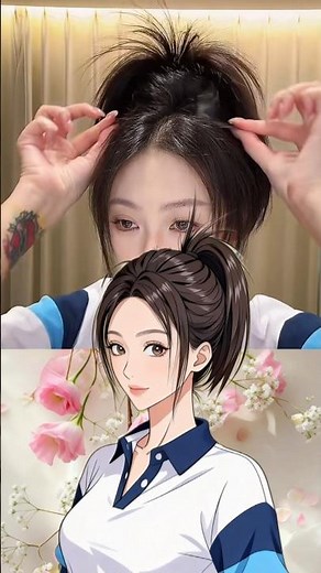 2D to 3D: High Ponytail Tutorial Inspired by Anime Characters🎀🌸#shorts