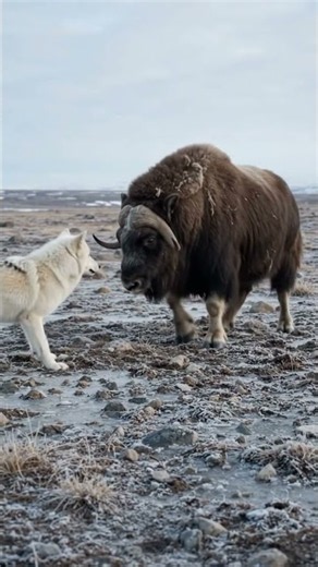 Musk Ox’s Powerful Charge vs Arctic Wolf | Epic Tundra Showdown MuskOx #ArcticWolf #ArcticWildlife