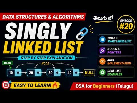 Learn Singly Linked List Data Structure | Java DSA Series in Telugu