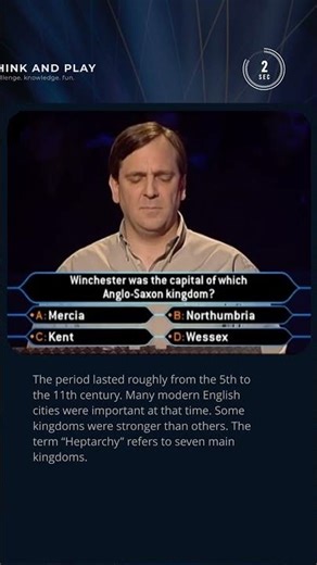 Which Anglo-Saxon Kingdom Ruled from Winchester? 🏰 #quiz #millionaire #trivia #didyouknow #history