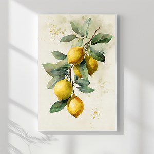 Citron italien imprimable - Art mural de cuisine aquarelle méditerranéenne (téléchargement numérique) - Etsy France