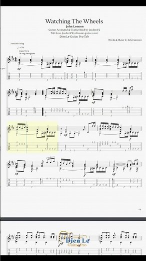 Watching The Wheels (John Lennon) Arrangement for Acoustic Guitar