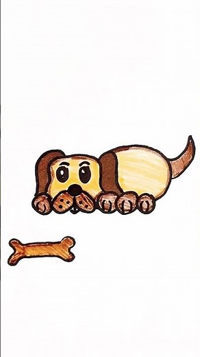 🐶 Draw a Cute Puppy with Simple Lines | Easy & Fun for Kids! ✏️💛 #shorts #puppy #drawingideas