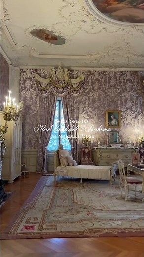 Fit for royalty: Step into Alva Vanderbilt’s lavish bedroom at Marble House⚜️⁠
