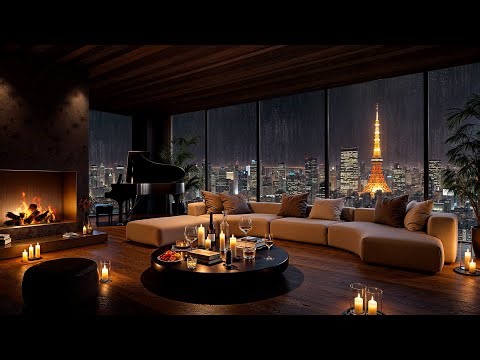 Tokyo Night Jazz 🌃 Cozy Apartment with Tender Jazz Saxophone & Rain Sounds for Relaxation, Sleep
