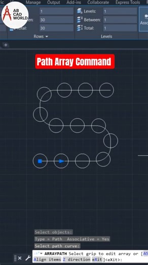 Path Array Command in Autocad | Autocad tutorials | #shorts #autocad