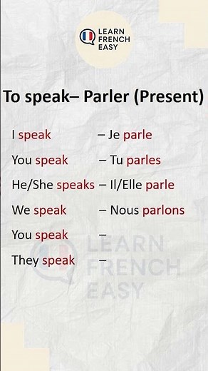 Learn French “Parler” (To Speak) 🇫🇷 Apprendre le Francais | #LearnFrench #FrenchForBeginners #Shorts