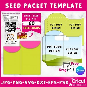 Seed Packet Template , Seed Paper Template , Fancy Seed Packet , Seed Packet Label, Seed Packet Wrap, Seed Packet Editable Canva Drag & Drop - Etsy