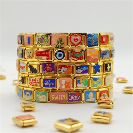 Gold Italian Charm Bracelet: Custom Stainless Steel Vintage Style - Etsy