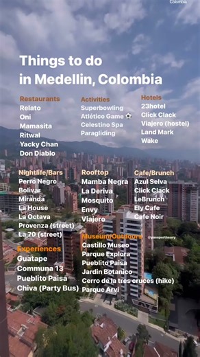 40 things to do in Medellin 🇨🇴 Let us know if we missed anything 👇🏾