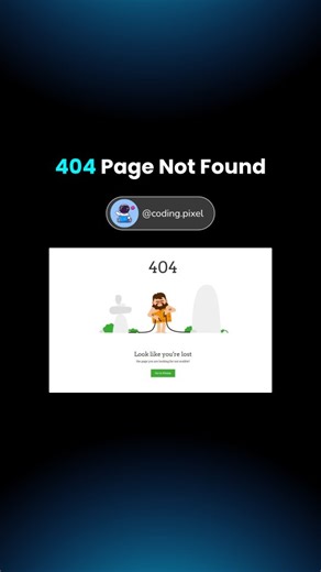 Coding Pixel • AI on Instagram: "404 Page Not found HTML CSS . . 🔗 Get the full source code via GitHub or Telegram — link in bio! 👨‍💻 Tag your dev buddies who’d love this 🔖 Save this for your next project ❤️ Like & Share to support our work! Follow @coding.pixel for simple & creative frontend ideas 🚀 #html #css #frontend #frontenddeveloper #webdev webdevelopment cssinspiration htmlcss cssdesign uianimation frontendinspo learningcode buildinpublic designinspo modernweb uichallenge hoveranima