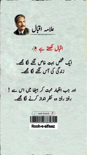 Aik Shakhs Bohut💔💯_legend words "Allama Iqbal"💔 || heart breakingshayari🥀 || #poetry#urdusadpoetry