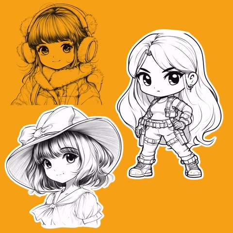 Procreate Chibi Girls Brushes, 100+ Chibi Girls With Accessories Procreate Stamps, Chibi, Girls , Accessories Procreate , Hats, Sunglasses - Etsy