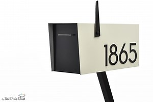 Contemporary Post Mounted Mailbox - Aluminum Ivory White Body and Aluminum Black Door and Numbers - Modern Design - Custom Mailbox - Type 4 - Etsy