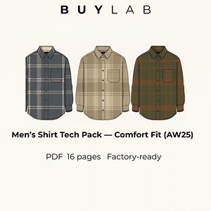 Men’s Shirt Tech Pack | Digital PDF | Measurements, Grading, BOM | Factory-ready Spec Sheet - Etsy