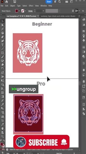 Beginner vs Pro: Tiger Vector Edition 🐯#GraphicDesign #VideoCreator#AdobeIllustrator #MotionGraphics