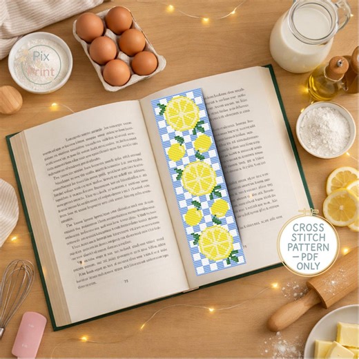 Cross Stitch Bookmark Pattern PDF | Lemon Design | Fruit Bookmark | Easy & Quick DIY | Summer Gift - Etsy