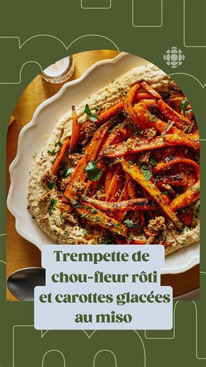 Mordu on Instagram: "Ce plat de carottes glacées au miso vous permettra de dire que vos légumes reposent sur un lit de trempette de chou-fleur rôti – on aime beaucoup dire ça 🥕 Pour retrouver la recette, cliquez sur le lien en bio de @mordu!"