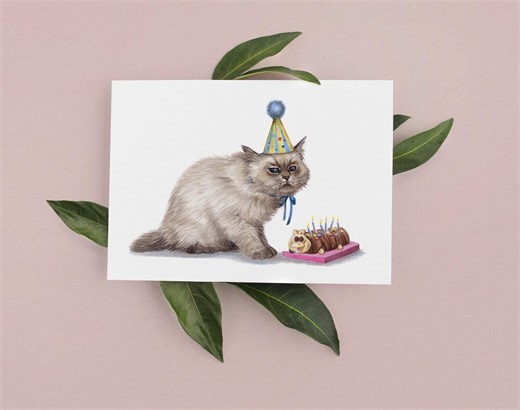Grumpy Cat Birthday Card, Caterpillar Cake Nostalgia, Cats Birthday Cards - Etsy