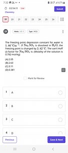 The freezing point depression constant for water is K_f = 1.86 ... | Filo