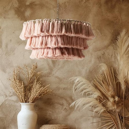 Tassel Boho Lamp Shade, Pendant Lamp Shade, Pendant Light, Hanging Lamp, Pendant Lighting, Lampshade, Ceiling Light, Chandelier Lighting - Etsy