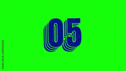 10 seconds stylized multi-layer countdown number with a navy gradient on green screen, featuring a playful popping wobble animation where each digit fades out and transitions to the next.