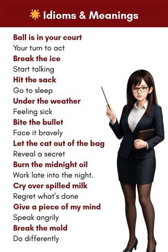 3.9K views · 11 reactions | Top 25 idioms with short meanings. #idioms #idiomsinenglish #idiomsandphrases #idiomoftheday #englishidioms #vocabulary #dailyuseenglish #dailyuseenglishwords #learnenglish Idioms and their meanings in English #dailyenglish #English #idioms #phrases #englishgrammar | SG Learning Hub | Facebook