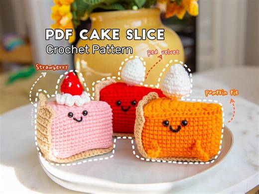 Crochet Cake Slice PDF Pattern: Strawberry, Red Velvet, Pumpkin Pie - Etsy Australia