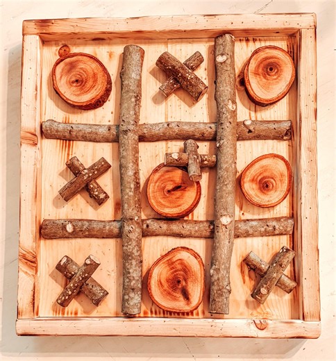 Rustic Tic Tac Toe Game - Handmade Wooden Farmhouse Table Game - Natural Wood Coffee Table Game - Cabin Decor Board Game - Etsy