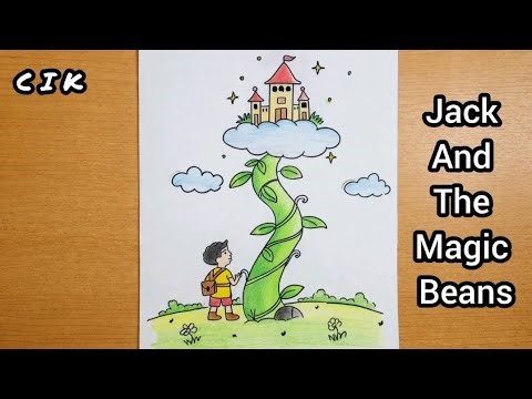 How to draw Jack and the Beanstalk drawing for kids / Simple fairytale art / Jack n the Magic Bean