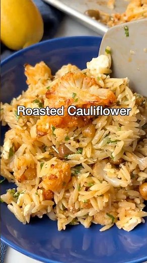 Roasted Cauliflower Orzo with Feta