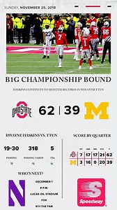 95K views · 1.9K reactions |  Next stop  B1G Championship game. Take a peek back at yesterday's win over TTUN, a game that saw QB1 continue to rewrite the record book. Full recap ➡️ go.osu.edu/OSU62_UM39_Recap #GoBucks | Ohio State Buckeyes | Facebook