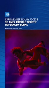 Don’t miss Benson Boone’s American Heart Tour! Card Members have access to purchase presale tickets to the North American dates starting 5/7 at 10am local thru 5/8 at 10pm local, or while supplies last. Terms apply. | American Express | Facebook